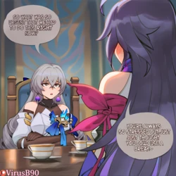 [VirusB90] Seele Helps Bronya Relax - Short Comic [AI Generated]