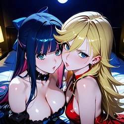 [Hammiai] Real Sneak Peak Commission Panty and Stocking ガチのチラ見せ：パンティ＆ストッキングのコミッション絵 [AI Generated]