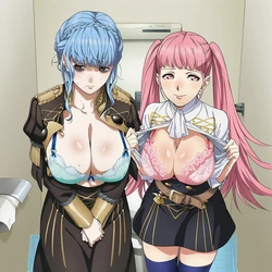 [プじだむの島][聖火降魔錄 風花雪月] 20251015 乳盛ブラ見せオカズ娘 017：マリアンヌ＆ヒルダ [AI Generated]