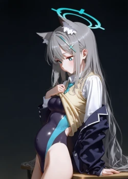 [幻想支線︱愛と夢物語] Sunaookami Shiroko 砂狼シロコ水着と孕み―情熱の交わり [AI Generated]