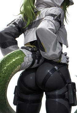 [Darling_Cat] Bodysuit's Tail-Traced Tease - Fluorite's Slit-Pupil, Playful Gaze [AI Generated]