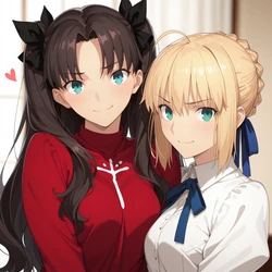 Rin Tohsaka & Saber double waifu experiance [AI Generated]