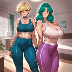 [s00bai] Sailor Uranus x Sailor Neptune (AI Generated)