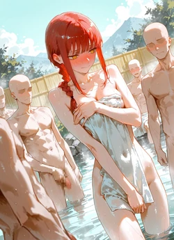 [AI Generated] マキマ、男湯に挑戦