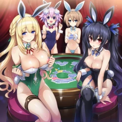 [Adult_neptune_Fan(Nepunep)] Nep noire blanc vert strip poker (Hyperdimension Neptunia) [Digital] [AI Generated]