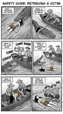 Safety Poster 4: Crocodile Victim Recovery (AI Generated)