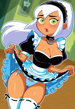 Apron's Frills, Back-View Thrills - Her Side-Tie Panty, Cameltoe Gaze [AI Generated]