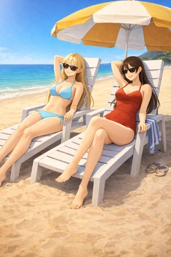 Bella and Emma beach moment [AI Generated]