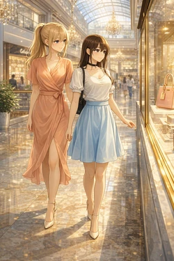 Bella and Emma Summer Chic Mall Date [AI Generated]