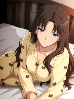 Rin Tohsaka with pajamas [AI Generated]