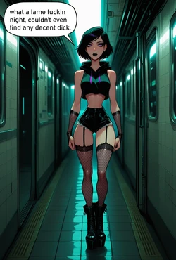 Goth girl on subway wants a fuck.  (Sr_doops) [AI Generated]