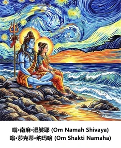 The Divine Union: Sacred Mantras of Shiva and Shakti (AI Generated Art)