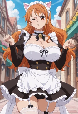 [Meowu laha] - Nami Cute Café (One Piece) [Ai Generated]