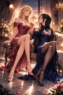 Bella and Emma Red and Blue Formal [AI Generated]