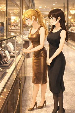 Bella and Emma Shopping for Diamonds [AI Generated]