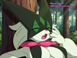 Meowscarada bored in forest [AI Generated]