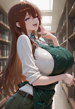 [マイネームルナ] Pregnant Belly Library Series Makise Kurisu [Sample] [AI Generated]