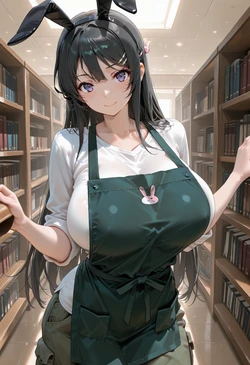 [マイネームルナ] Pregnant Belly Library Series Sakurajima Mai [Sample] [AI Generated]