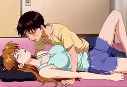 [風見鶏] 狸寝入りする惣流・アスカ・ラングレー [AI Generated]