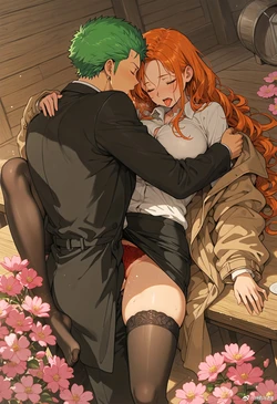 [HenryBoya] Pantyhose Torn, Zoro's Sword - Nami's sleeping offer [AI Generated]