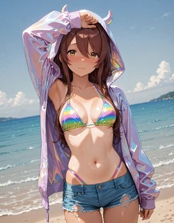 [AI Generated] 大崎甜花 日焼け跡水着