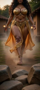Golden hour, golden soul ✨ Walking through light, carrying my own glow. 🌙🔥 #GraceInMotion #GoldenVibes #TimelessBeauty [AI Generated]
