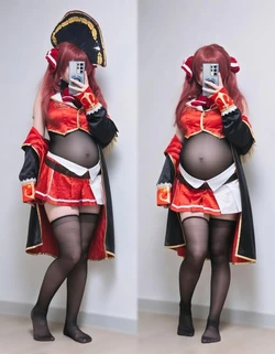 [Kitsune] Hoshou Marine Cosplayer pregnant [AI Generated]