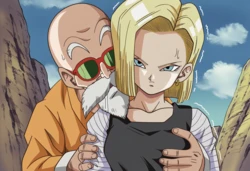 [Pixiv] 与党野党/YotouYatou (50519969) - Dragon Ball: No. 18 vs. Master Roshi [AI Generated]