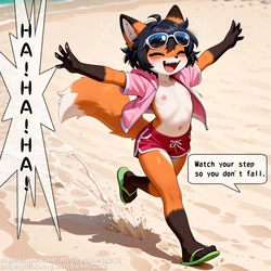 [picker] The fox of the ranch Side Story -  The little fox went to the beach [AI Generated]