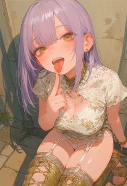 [HenryBoya] Qiapo Dress's Golden-Eyed Tease - Her Garter-Belted, Thick-Thighed Gaze [AI Generated]