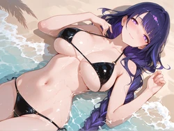 [AiWaifuarts] Raiden Shogun Beach [AI Generated]