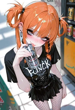 [molny] Fishnet Bodice & Ripped T-Shirt's Pigtail Peek [AI Generated]