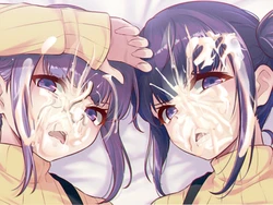 Iya na Kao Sarenagara Opantsu Misete Moraitai Facial cumshot on twin sisters 2