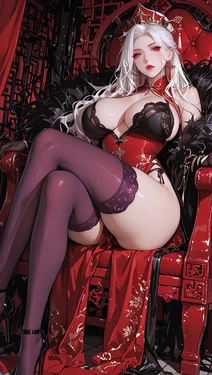 [性感大铅笔] The White-Haired, Red-Clothed Queen [AI Generated]