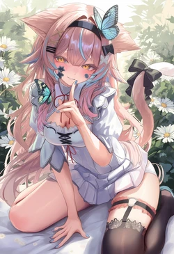 [HenryBoya] Nekopara Bare Thigh – Wariza Spread & One Thighhigh Off [AI Generated]