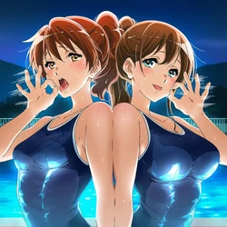 [Ferrappuccino] スク水姿にぶっかけ！（久美子・真由） [AI Generated]