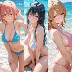Oregairu girls on beach(LK_JEWELS) [AI Generated]