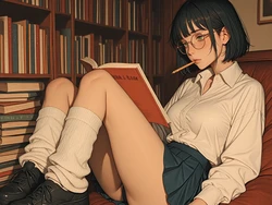 [TrashGer] Dark short hair reading a book MMF Threesome groupsex [AI Generated]