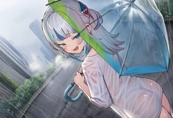 [CoCher] Gawr Gura - 透ける雨合羽、雨の日の誘惑 [AI Generated]