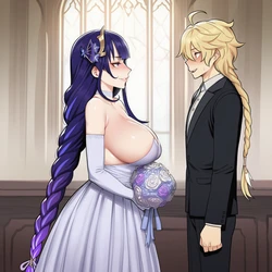 [1-A Dot] Raiden x Aether wedding night request [AI Generated]