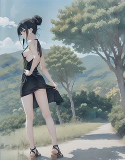 A beautiful woman walked naked in the forest (Ai Generated)