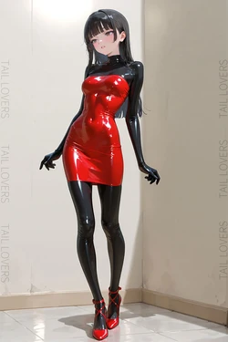 [TAIL-LOVERS]Big Rubber Suit Beauty I Met At A Bar|& Anal Latex Breasts [AI Generated]