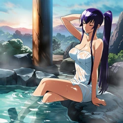 [Pixiv] プじだむの島/Pujidamu no Shima (15106284) - Busujima Saeko: Molested and Raped by an Old Man at a Hot Spring [AI Generated]