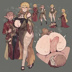 A Tall Elf fucking her Short party Member.[Leg lock edition] [AI Generated]