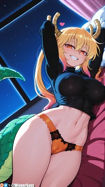 [WienerGens] Tohru shows off her orange panties (Maidragon) [AI Generated]