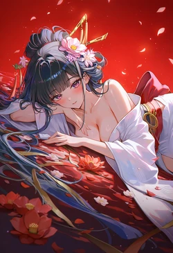 [HenryBoya] Collarbone sweat, sitting pretty – red background, heart unsteady [AI Generated]
