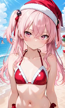 乾紗寿叶ちゃんのサンタビキニでふたりエッチ [AI Generated]