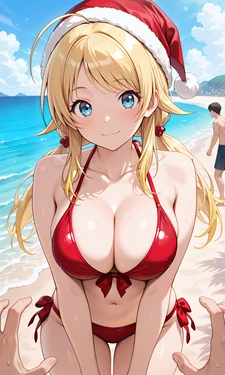 八宮めぐるちゃんのサンタビキニでふたりエッチ [AI Generated]