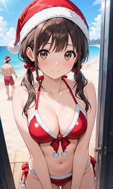園田智代子ちゃんのサンタビキニでふたりエッチ [AI Generated]