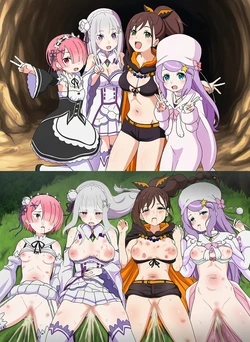 [ミーケイル/Mikeiru] Re:Zero - Starting Life in Another World - Shaula, Emilia, Ram, and Anastasia Hoshin - Four-person rape - Re:Zero [AI Generated]